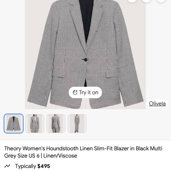 NWOT Theory houndstooth blazer - Picture 7 of 14